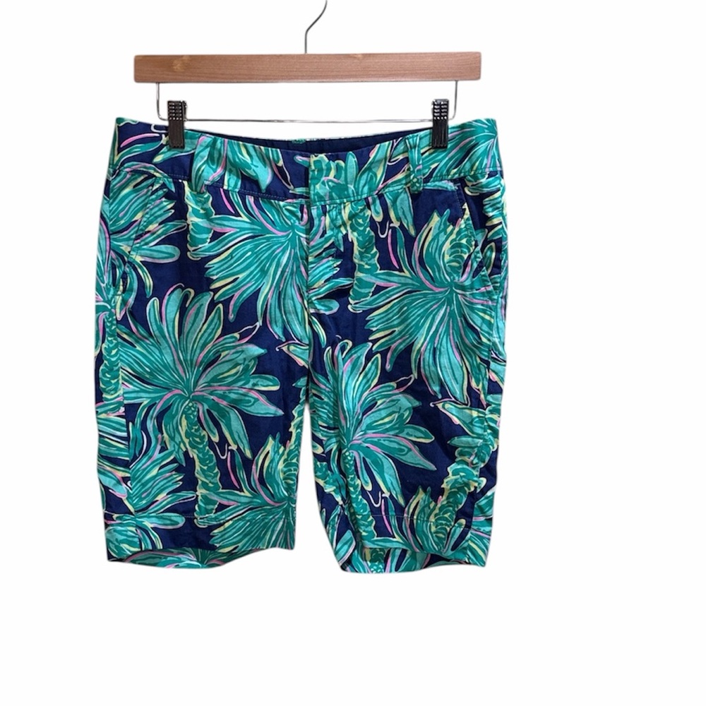 Lilly Pulitzer Navy Blue Palm Print Bermuda Shorts